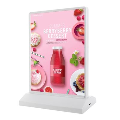 Wiederaufladbares A4-Acryl-Flashing-Led-Tischmenü-Stand für Restaurantkarten-Displayhalter