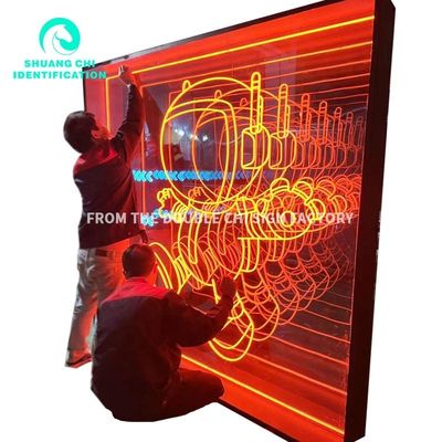 LED-Lichtquelle Mode Technologieempfindlichkeit HD Gehärtetes Glas Abgrundspiegel Neonspiegel