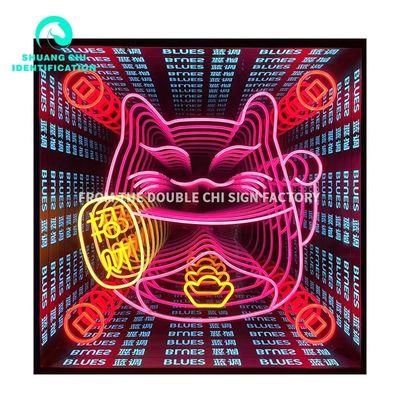 3D-Stereo-Wand-/Boden-Abgrundspiegel in anpassbarem Rotblau-Grün Neon