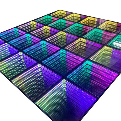 3D-Infinity-LED-Spiegel Tanzfläche Für Hochzeitsfeier Unterstützung Dimmer Ziegellampen
