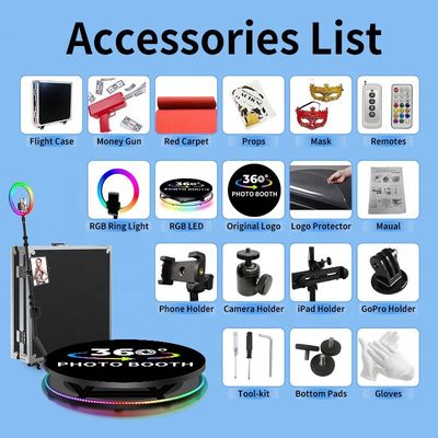 25cm Plattformhöhe Led-Leuchten Drehmaschinengehäuse für 360-Photobooth-Requisiten