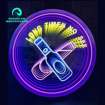 Werbung nach Maß Leuchtende Wörter Infinity Spiegel Neonschild mit 3D realistischem Neonlicht