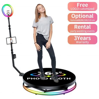 80-120cm Drehstand Quadrat LED Ring Foto Booth mit starkem Metallgehärtetem Glas