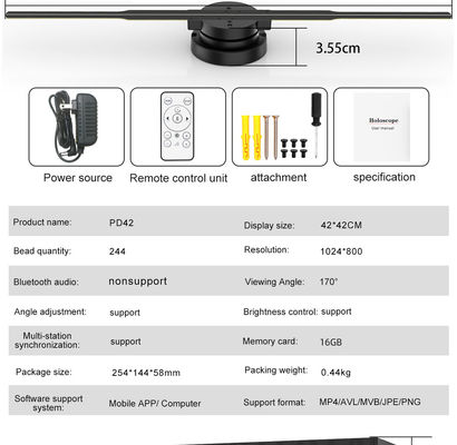 24-Stunden-Reaktionszeit 65cm/80cm/100cm 3D-Hologramm-Ventilator für Luft-Holographische Projektion