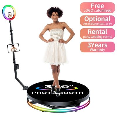 LED 360 Photo Booth Vermietung Drehfreie Logo Selfie Prop für Hochzeiten und Partys