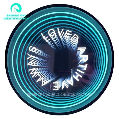 Adapterbetriebener Hd Gehärtetes Glas Hintergrund Led Lichtschrank Unendlicher Spiegel 3d Custom Led Neon Schild