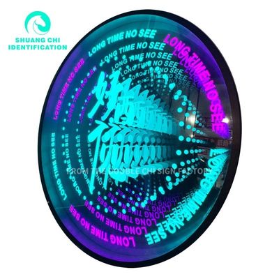 Edelstahlgehäuse 3D-Spiegelfliesen mit LED-Streifen im zeitgenössischen Stil