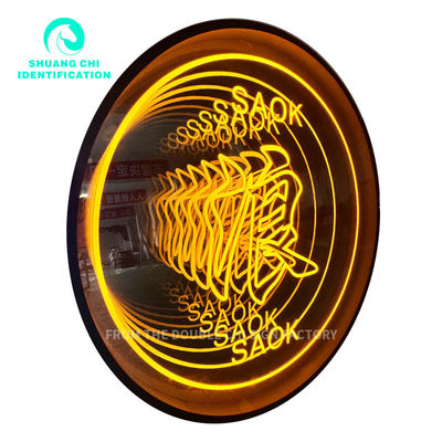 Edelstahlgehäuse 3D-Spiegelfliesen mit LED-Streifen im zeitgenössischen Stil