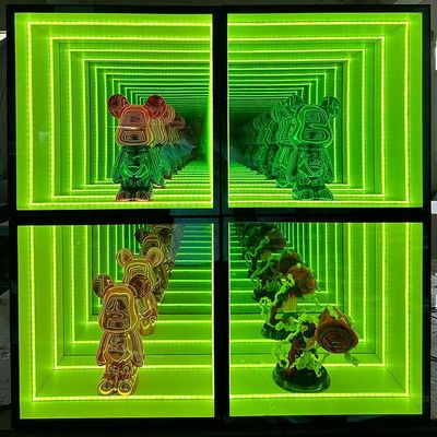 Anpassungsfähige Farben LED Streifenlicht Glas Infinity Mirror Display Case für Lego Modelle
