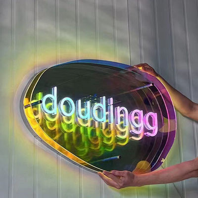 Mehrschichtspiegel 3D-Neon-Schild-Spiegel mit benutzerdefiniertem Farbverlauf LED-Logo perfekt