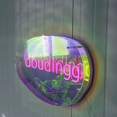 Mehrschichtspiegel 3D-Neon-Schild-Spiegel mit benutzerdefiniertem Farbverlauf LED-Logo perfekt