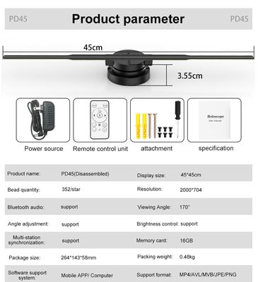 42cm 52cm 65cm 70cm 100cm Projektor Anzeige Led 3d Hologramm Ventilator für Werbung in Shop