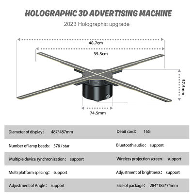3D-Holographischer Werbe-LED-Ventilator mit Wifi-Steuerung und hochmoderner Drehbildgebung