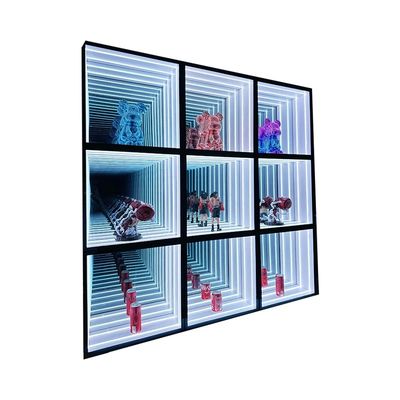 Modisches RGB Infinite Mirror Abyss 3D Logo Display Case für Innen- und Außenbereich