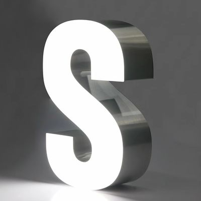 Schild aus Edelstahl mit Acryl-LED-Lichtschriftzeichen in individueller Farbe