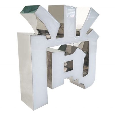 Schild aus Edelstahl mit Acryl-LED-Lichtschriftzeichen in individueller Farbe