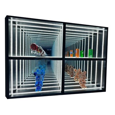 Innen- und Außen-LED-Infinity-Spiegellichter-Displaykasten mit individueller Dicke