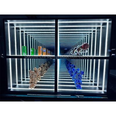 Innen- und Außen-LED-Infinity-Spiegellichter-Displaykasten mit individueller Dicke