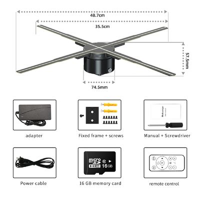 75cm Cloud Control HD Holographische Anzeige 2023 Mehrheit der Innenräume LED Werbung Hologrammventilator