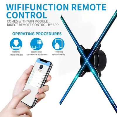 Indoor Wi-Fi 3D Hologrammventilator LED Holographischer Projektor mit Eingangsspannung 100-240W/AC 50/60HZ