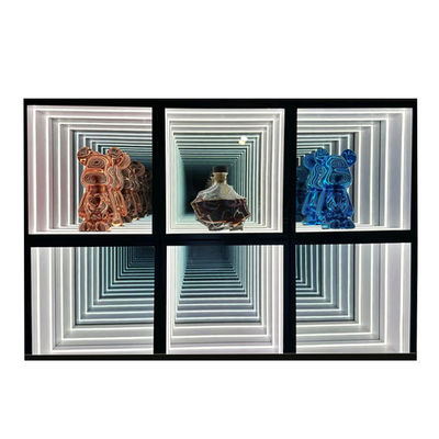 Maßgeschneiderte Größe Fashion Light Up 3D LED Infinity Mirror Display Case für trendige Gegenstände