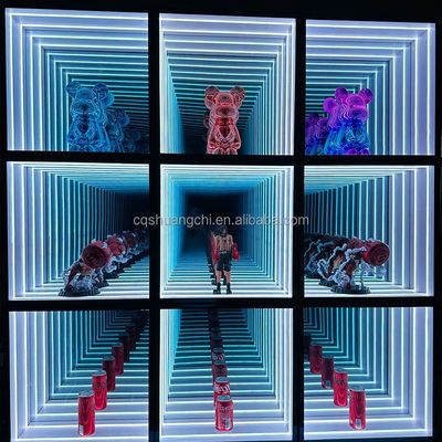 Maßgeschneiderte Größe Fashion Light Up 3D LED Infinity Mirror Display Case für trendige Gegenstände