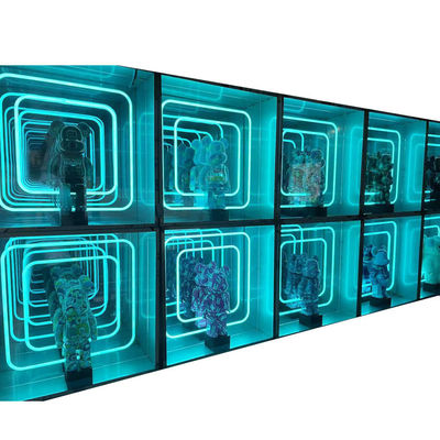 Maßgeschneiderte Größe Fashion Light Up 3D LED Infinity Mirror Display Case für trendige Gegenstände