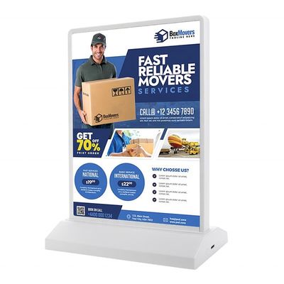Doppelseitige vertikale Led-Lichtbox-Stand für Restaurantmenüs in individuellen Farben