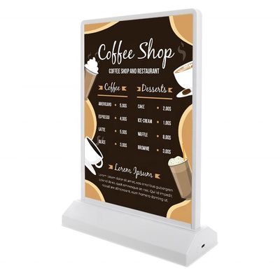 A4 Doppelseitiges Wiederaufladbares Magnet-Saug-Desktop-Werbe-Licht-Box-Display-Stand