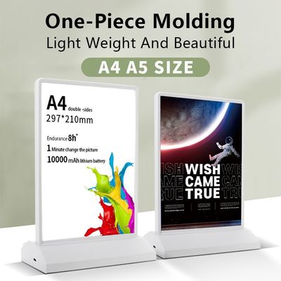 A4/A5 wiederaufladbarer Acryl Led-Tischmenü-Displayhalter mit 8000K Farbtemperatur