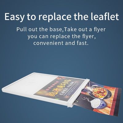 A4/A5 wiederaufladbarer Acryl Led-Tischmenü-Displayhalter mit 8000K Farbtemperatur