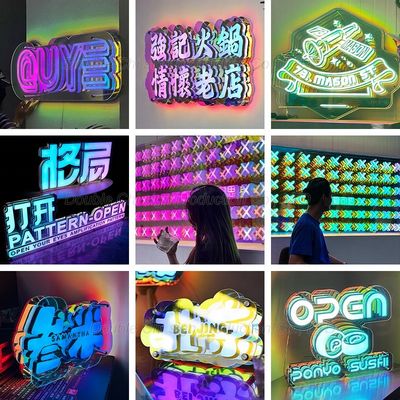 DC 12V Custom LED-Schilder Spiegel LED 3D Tiefeffekt Infinity Mirror Schild und Logo mit drahtlosem