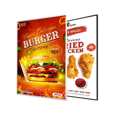Innenraummagnetische Aluminiumrahmen-LED-Lichtbox für Filmplakate Schwarz/Silber