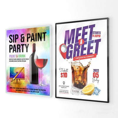 Wandmontierte Aluminium-Snap Frame für Restaurantmenü und Ultra Thin Light Box Display