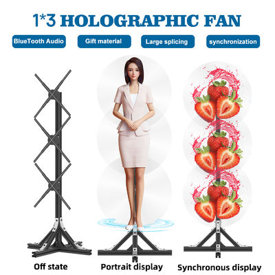 Splice-Funktion 1800 Helligkeit LED-Ventilator 3D-Hologrammprojektor für Wandbildschirm