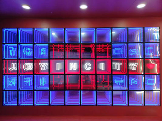 Farbenfrohe 3D-Hologrammprojektor Infinity-Spiegel Neon-Abgrund-Spiegelblatt