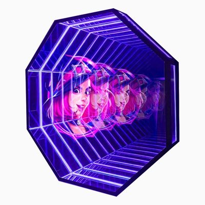 Edelstahl 3D-Ventilator Hologramm Abgrund Schicht Spiegel Briefe Spiegel Unendlichkeit Publicidad