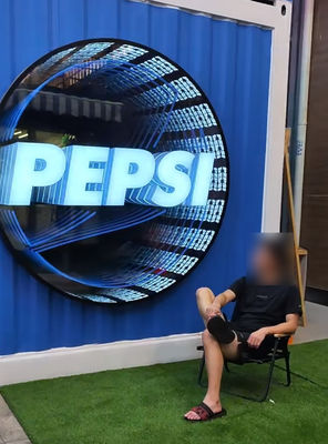 Edelstahl 3D-Ventilator Hologramm Abgrund Schicht Spiegel Briefe Spiegel Unendlichkeit Publicidad