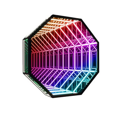 Neon-Lichtkasten Hintergrund Wand Logo Farbiger Tunnel Spiegel Abgrund Spiegel Leuchtendes Logo